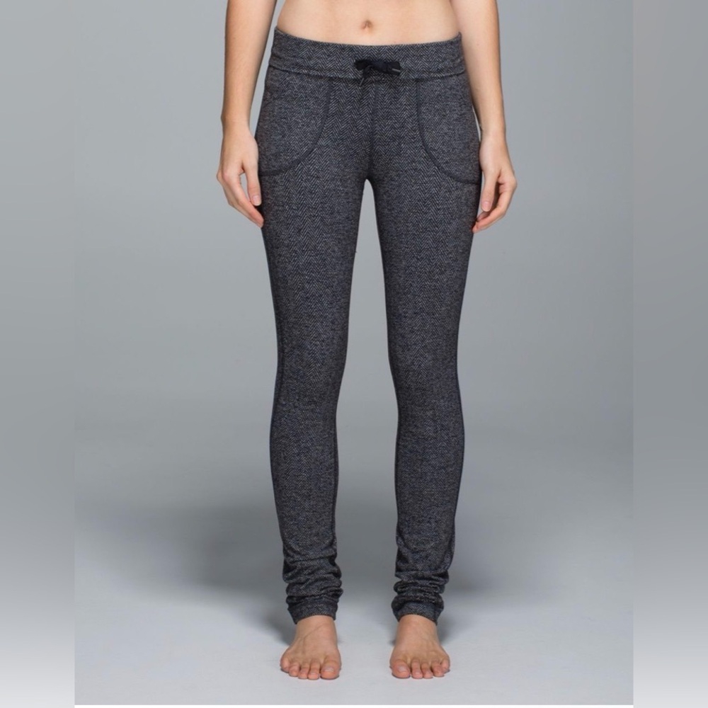 Lululemon Skinny Will Pant Full-On Luon Herringbone Heathered Black Size 10